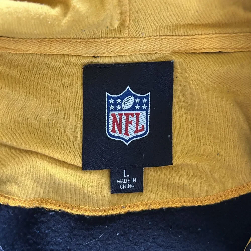 Pittsburgh Steelers NFL Zip Hoodie Black Gold Men’s Size Large